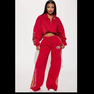 Fashion Nova 49ers Second Half Come-Back Wide Leg Pant - Red - XSmall